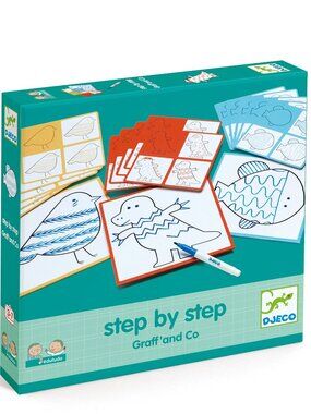 New Sealed Djeco Learn to draw Step By Step To Draw- Graff & Co 3-7 Years